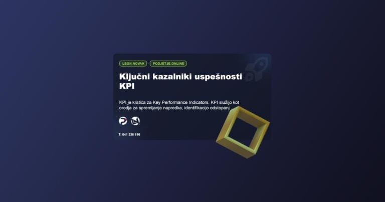Kaj so Ključni kazalniki uspešnosti? kaj pomeni KPI?