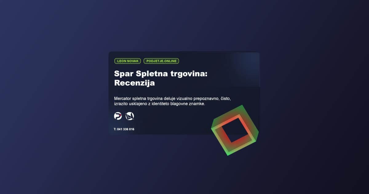 SPAR Spletna trgovina: RECENZIJA Tehnično & Vizualno